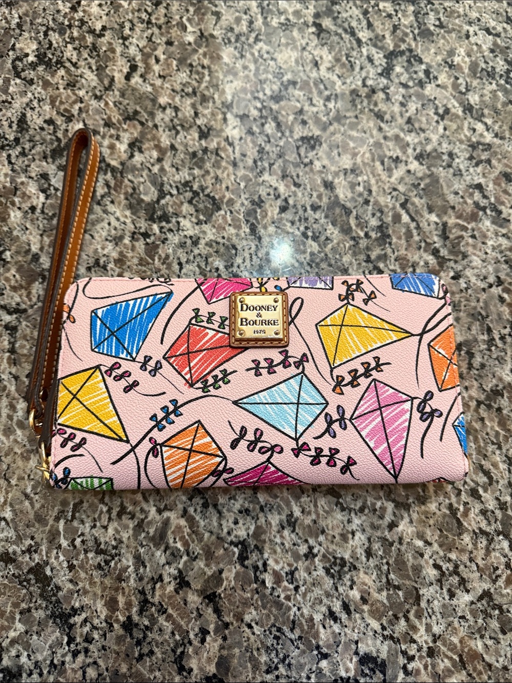 Dooney & Bourke Pink Kite-Print Wristlet with Multicolor Kites
